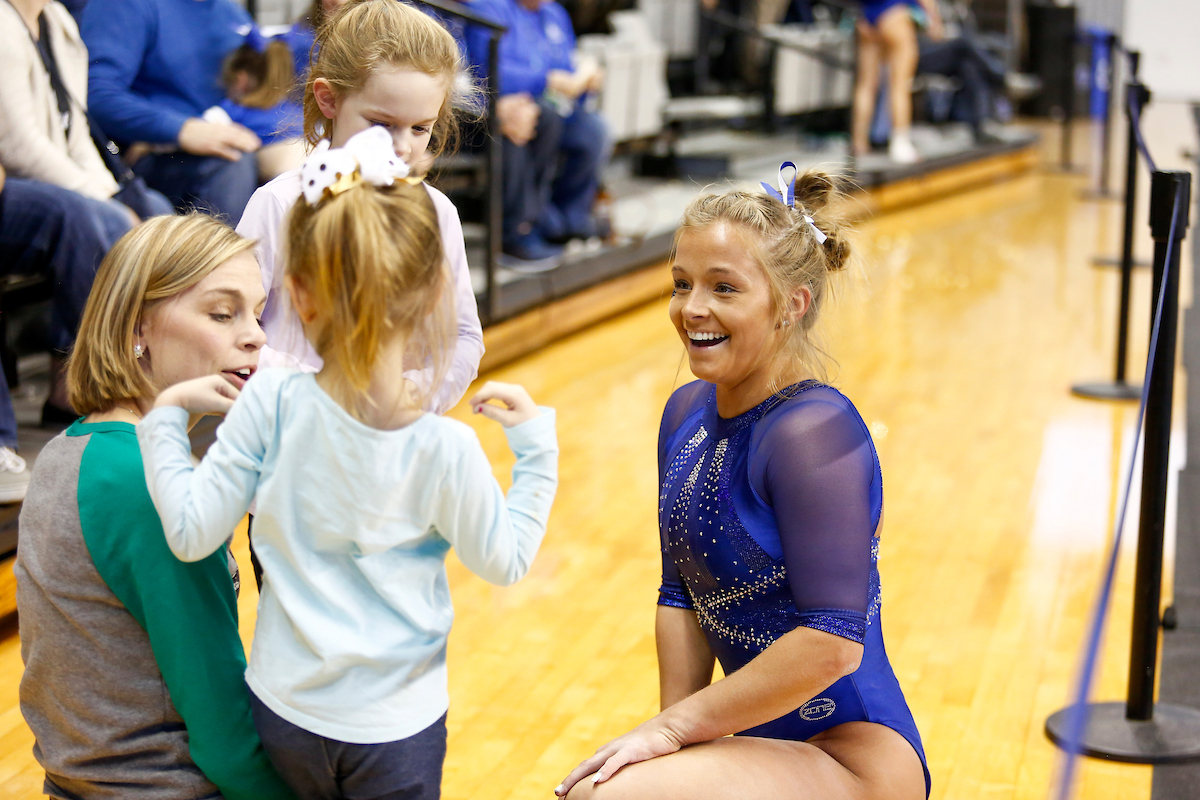 Mollie Korth.

Gymnastics blue-white meet.

Photo by Hannah Phillips | UK Athletics