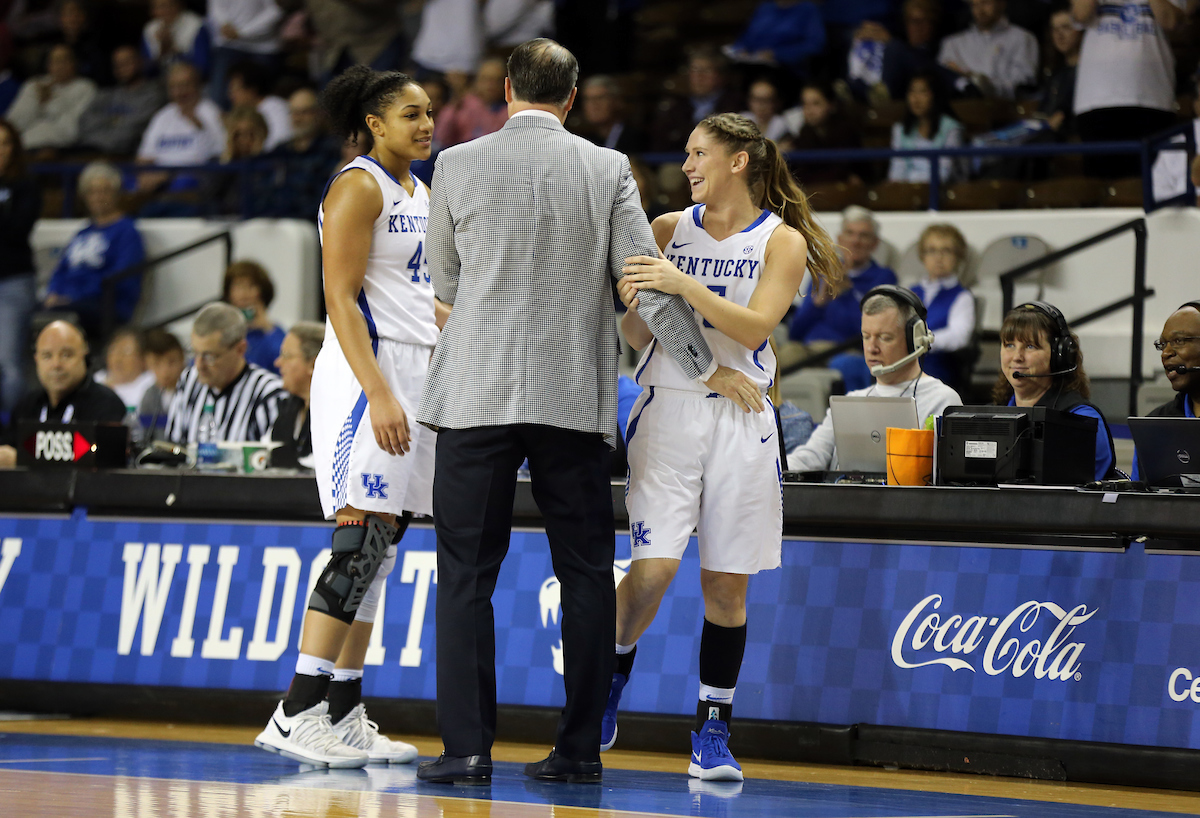 Matthew Mitchell, Alyssa Rice, Jessica Hardin

The University of Kentucky women's basketball team falls to Mississippi State on Senior Day on Sunday, February 25, 2018 at the Memorial Coliseum.

Photo by Britney Howard | UK Athletics