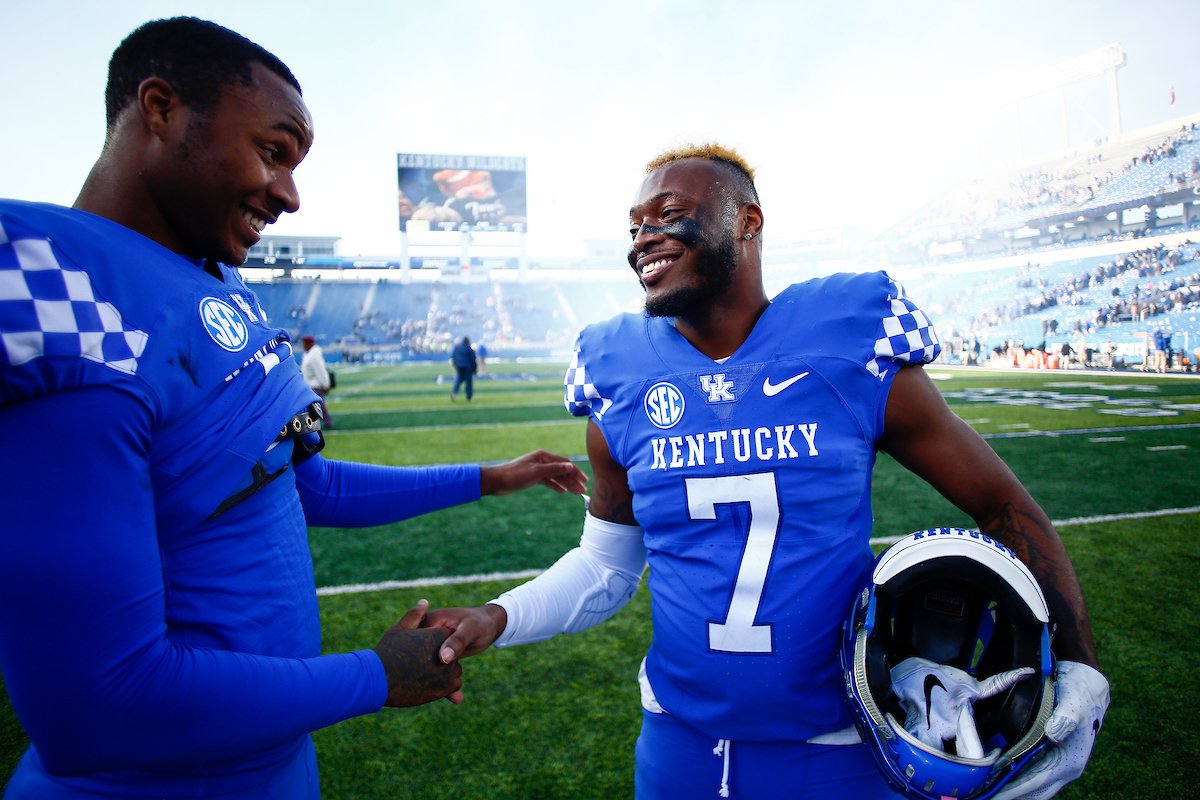 Derrick Baity. Mike Edwards.

UK football beats MTSU 34-23 on Senior Day at Kroger Field.

Photo by Chet White | UK Athletics