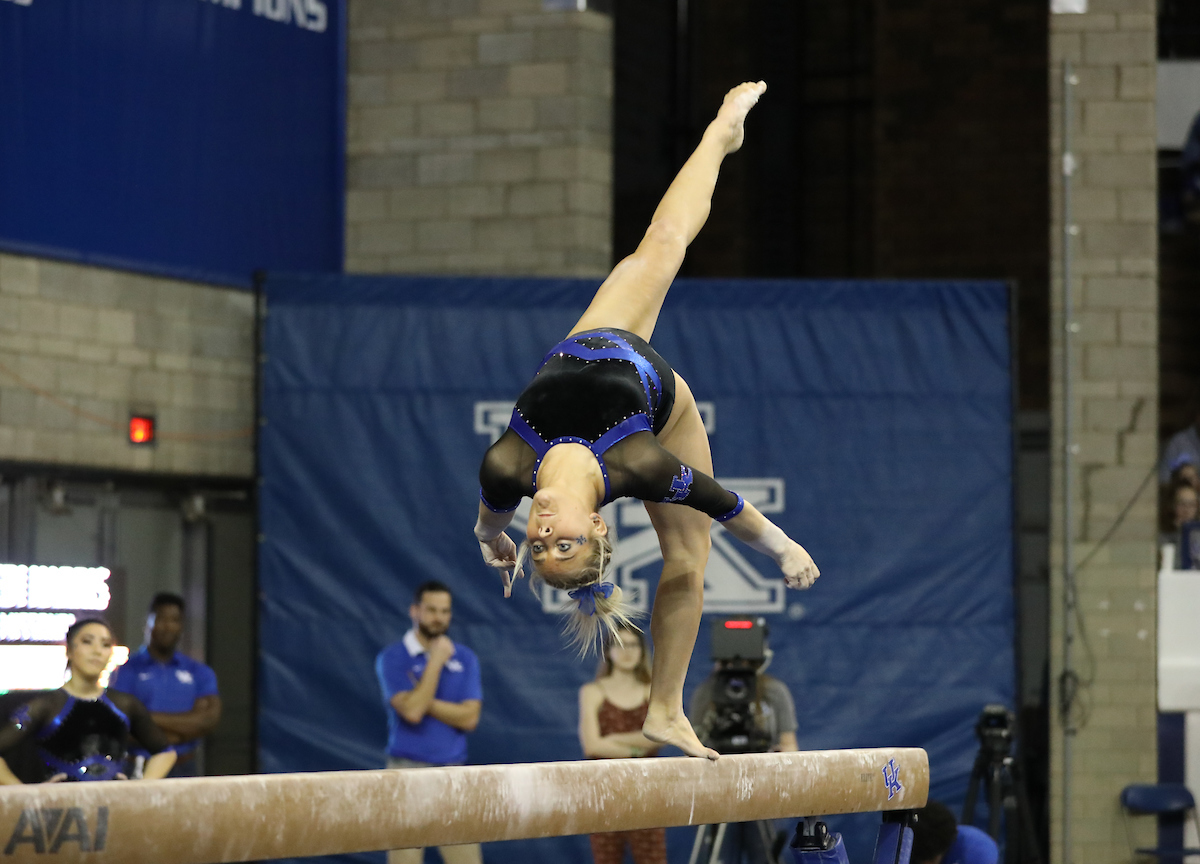 ALEX HYLAND.

The University of Kentucky gymnastics team defeats Missouri on Friday, February 23, 2018 at Memorial Coliseum in Lexington, Ky.

Photo by Elliott Hess | UK Athletics
