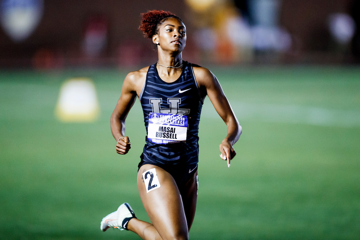 Masai Russell.

SEC Outdoor Track and Field Championships Day 1.

Photo by Elliott Hess | UK Athletics