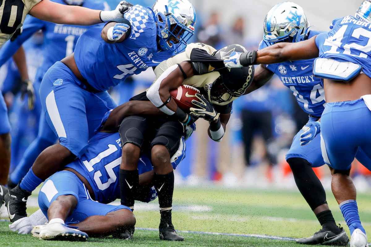 Defense.

UK beat Vandy 38-35.

Photo by Chet White | UK Athletics