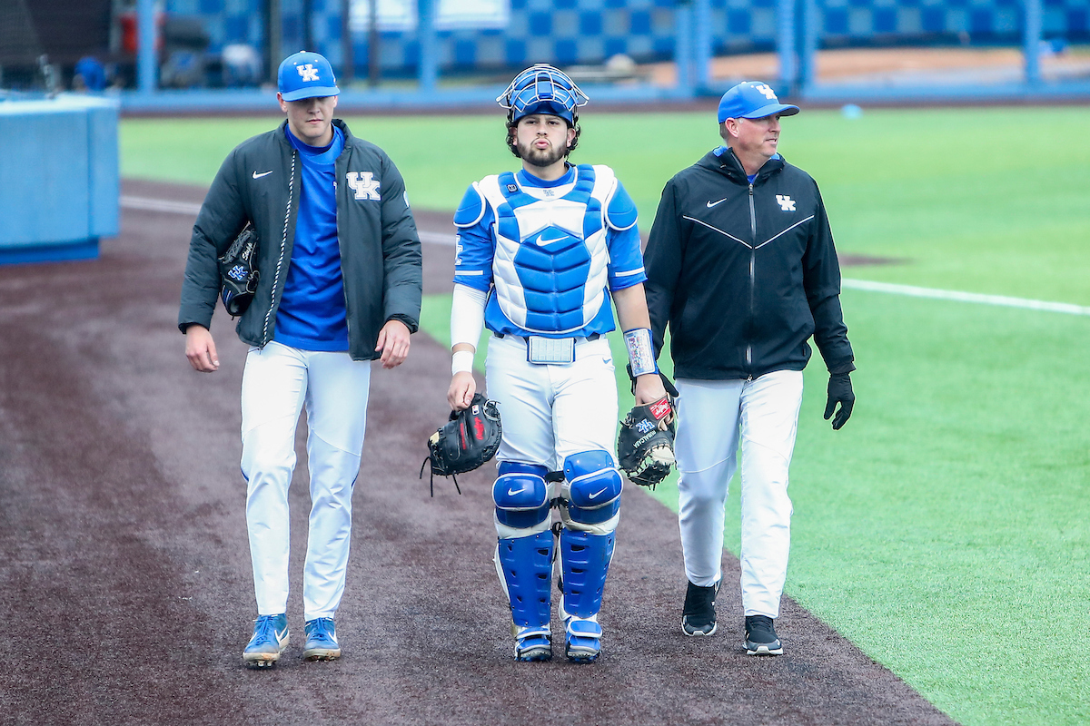 Cole Stupp, Alonzo Rubalcaba, and Coach Dan Roszel.

Kentucky loses to Georgia 2-4.

Photo by Sarah Caputi | UK Athletics