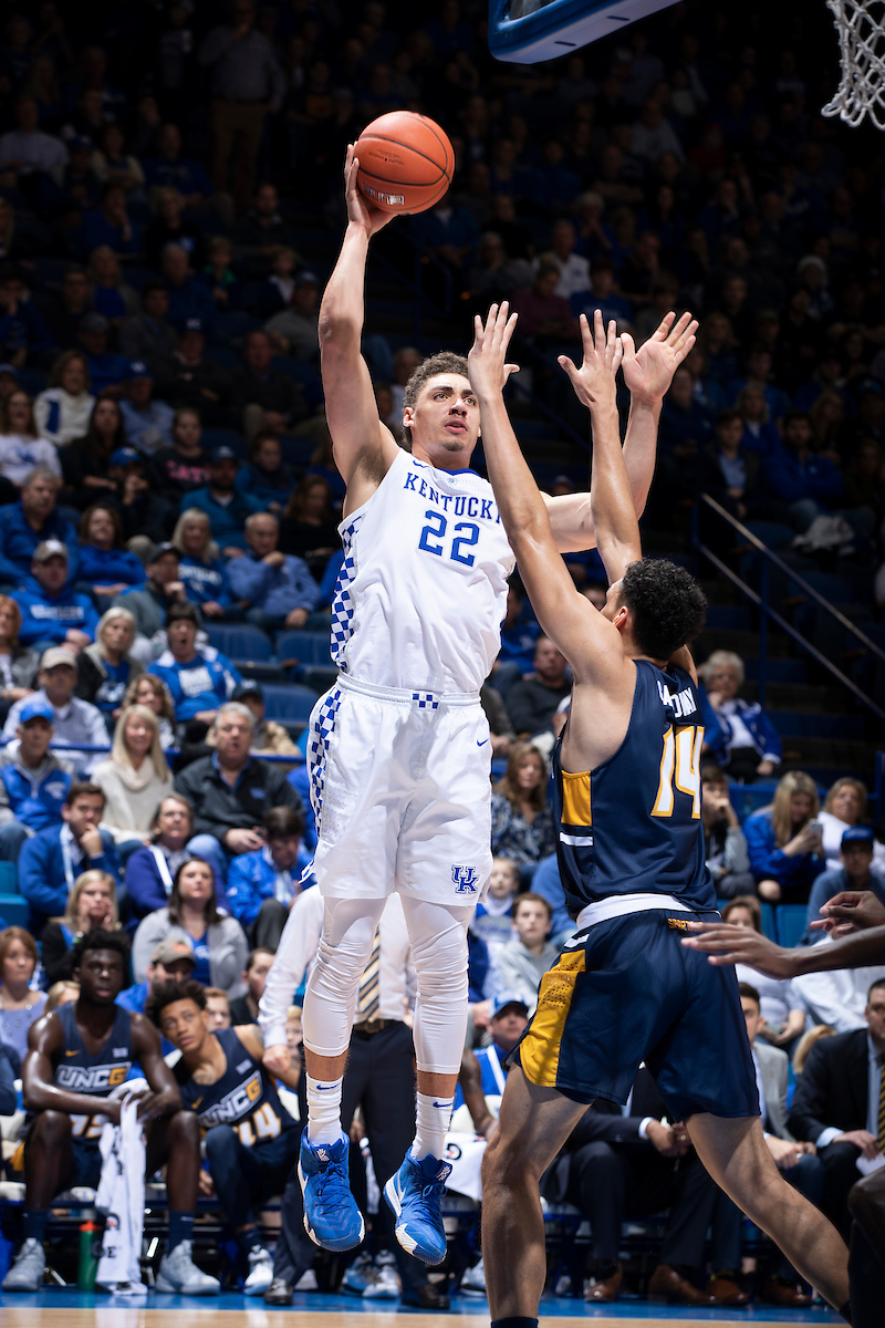 Reid Travis.

Kentucky men's basketball beat UNCG 78-61 on Saturday in Rupp Arena.

Photo by Chet White | UK Athletics