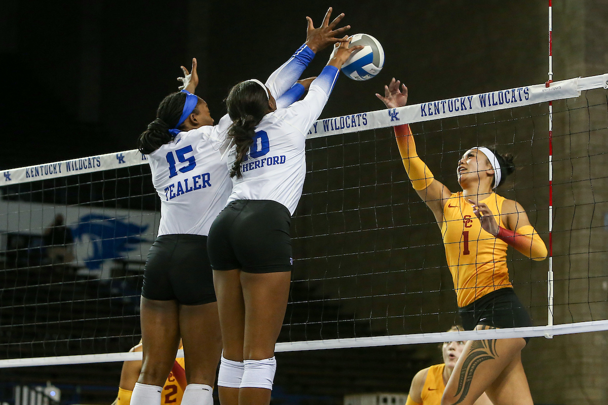 Azhani Tealer and Reagan Rutherford.

Kentucky beats USC 3 - 0.

Photo by Sarah Caputi | UK Athletics