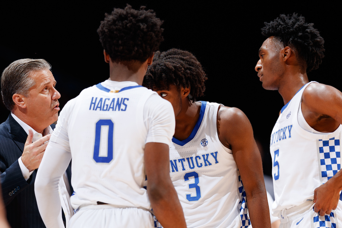 Coach Calipari. Ashton Hagans. Tyrese Maxey. Immanuel Quickley.

Kentucky beat Lamar 81-56.


Photo by Elliott Hess | UK Athletics