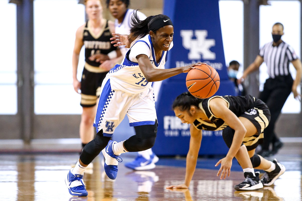 Chasity Patterson. 

Kentucky beats Worfford 98-37.

Photo by Eddie Justice | UK Athletics