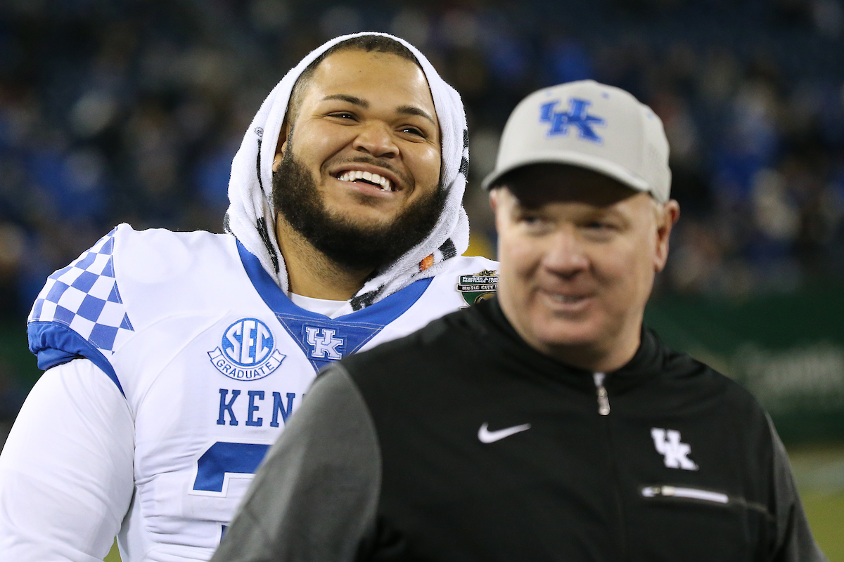Jacob Hyde. Mark Stoops.

The University of Kentucky football team falls to Northwestern 23-24 in the Music City Bowl on Friday, December 29, 2017, at Nissan Field in Nashville, Tn.

Photo by Chet White | UK Athletics