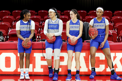 Maci Morris, Tatyana Wyatt, LaShae Halsel, Taylor Murray

Women's Basketball practice on March 22, 2019.

Photo by Britney Howard | UK Athletics