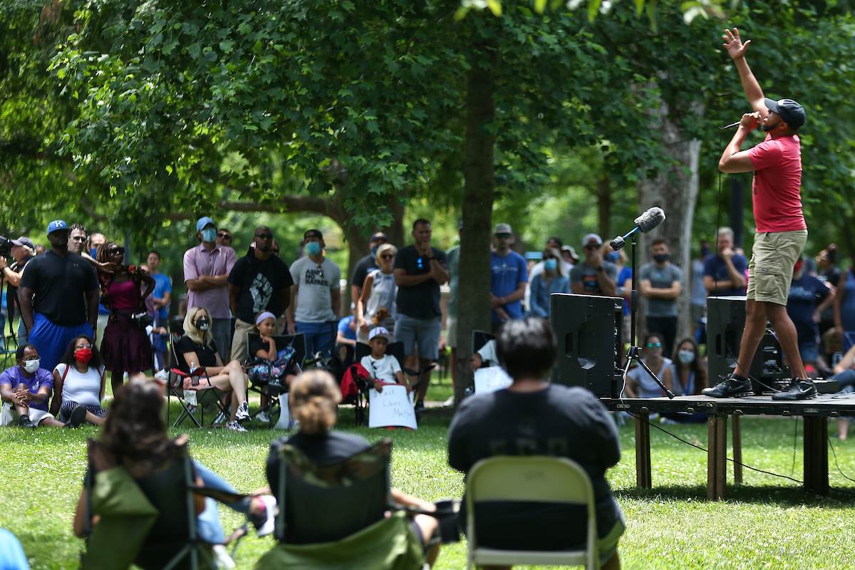 Devine Carama.

Walk Forward Lexington. 

Photo by Eddie Justice | UK Athletics