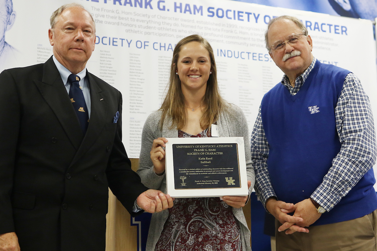 Katie Reed.

Frank G. Hamm Society of Character 2018.

Photo by Quinn Foster I UK Athletics