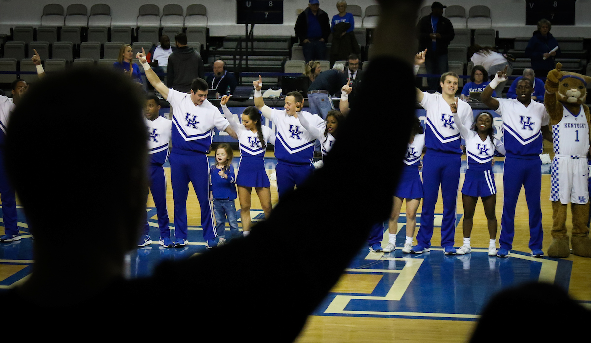 Cheerleaders. 

UK women's basketball beat Southern 91-41.

Photo by Eddie Justice | UK Athletics