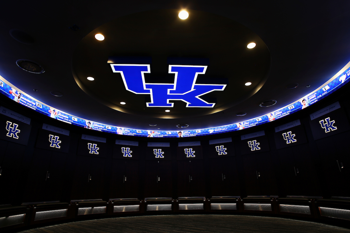 UK men's basketball locker room in the Joe Craft Center.

Photo by Chet White | UK Athletics