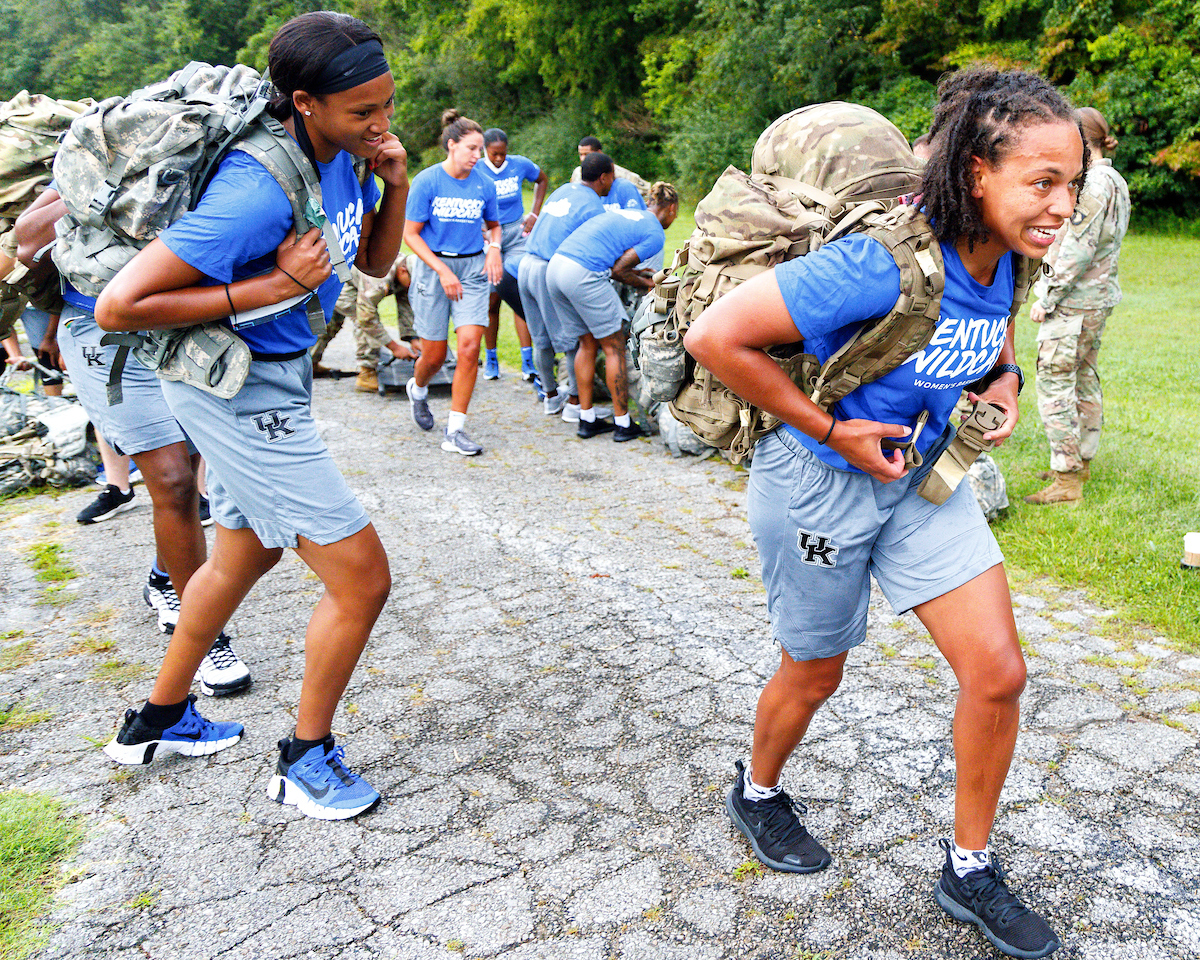 Nyah Leveretter. Amber Smith. 

Kentucky Women’s Basketball team bonding trip to Fort Campbell.

Photo by Eddie Justice | UK Athletics