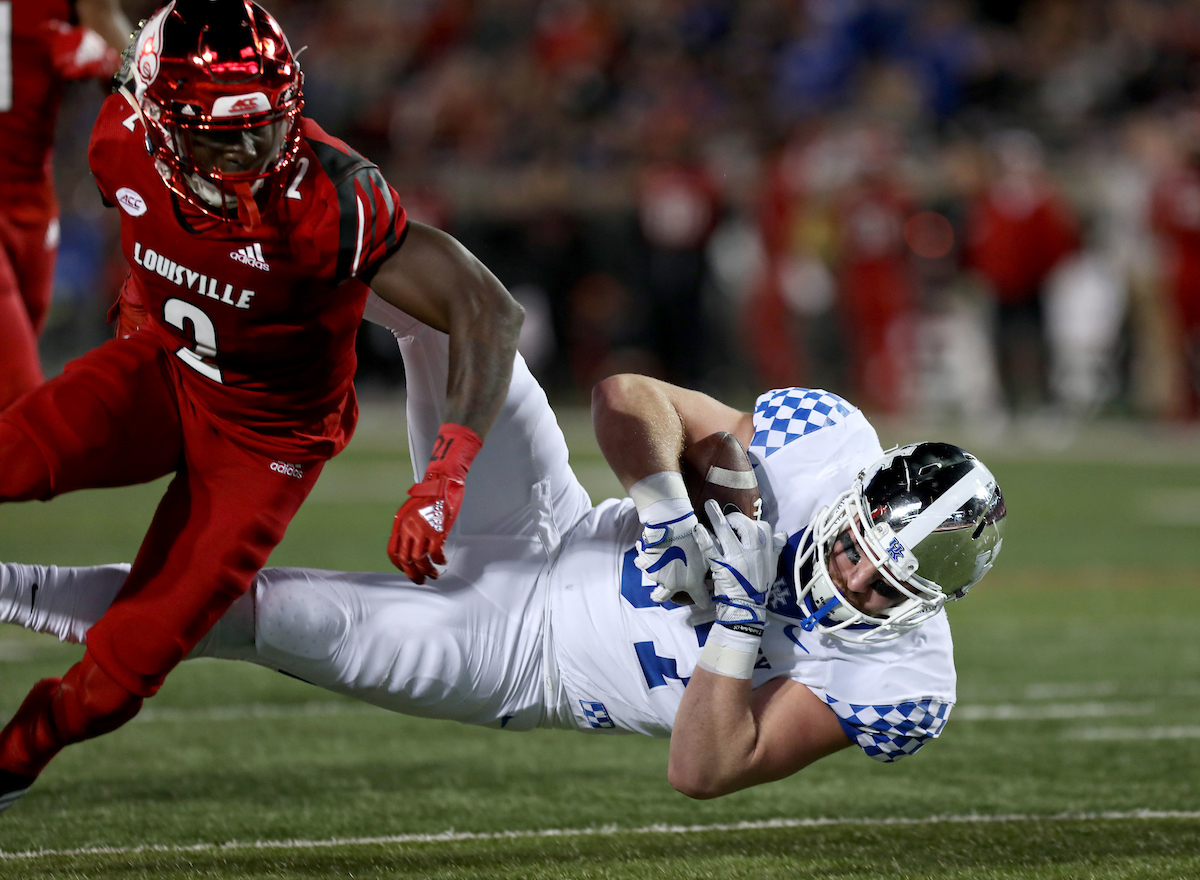 C.J. Conrad

Kentucky Football beats Louisville at Cardinal Stadium 56-10.

Photo By Robert Burge l UK Athletics