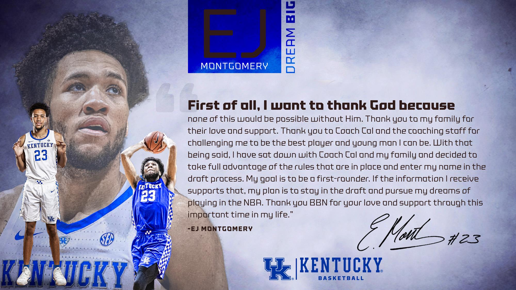 Montgomery to Test Waters and Enter NBA Draft; Eligible to Return