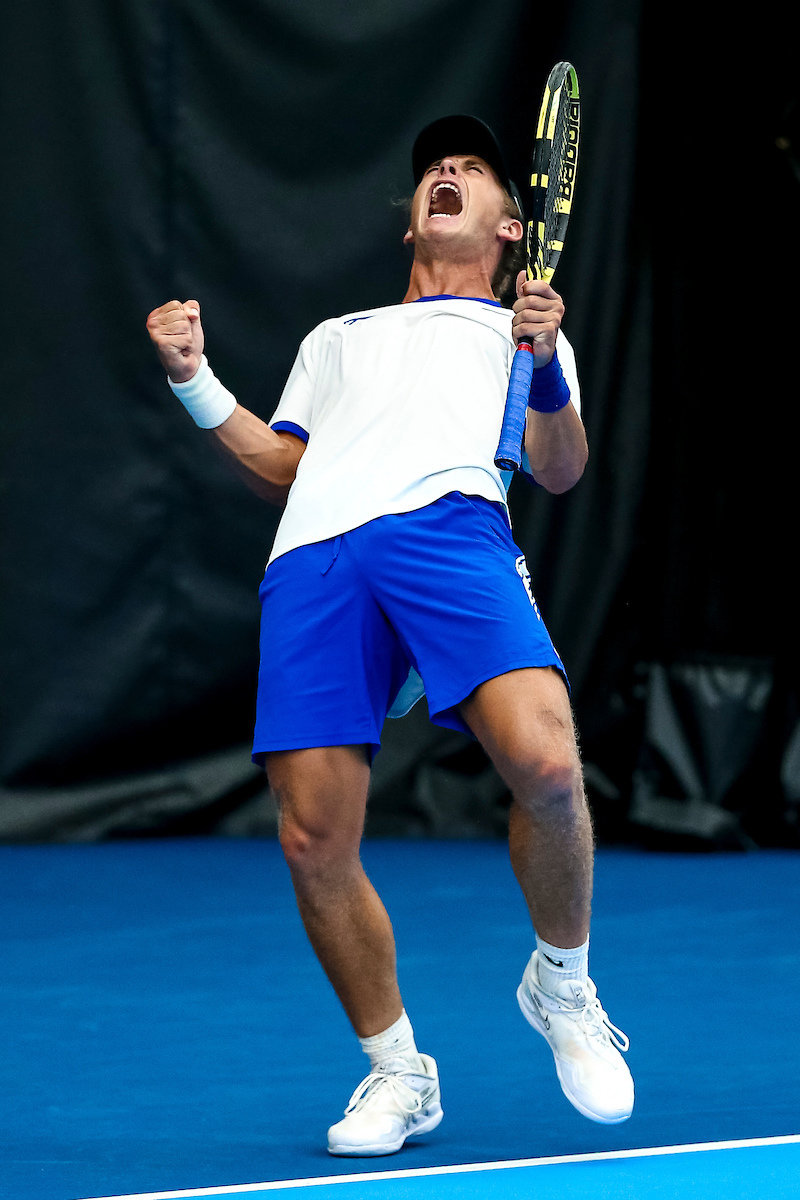 Liam Draxl. Celebration.

Kentucky beats Ohio State 4-1.

Photo by Eddie Justice | UK Athletics