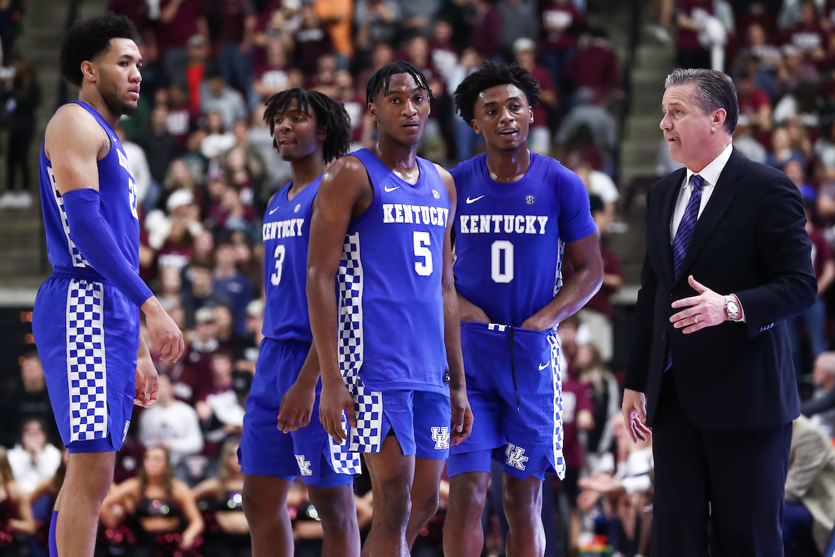 Immanuel Quickley. EJ Montgomery. Tyrese Maxey. Ashton Hagans. John Calipari.

Kentucky beat Texas A&M 69-60.

Photo by Elliott Hess | UK Athletics