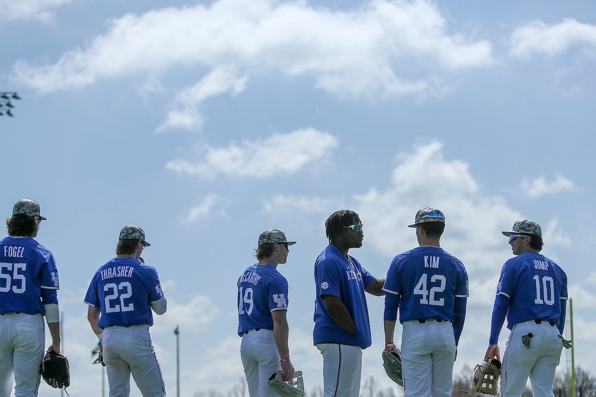 Adam Fogel. John Thrasher. Nolan McCarthy. Oraj Anu. Tanner Kim. Hunter Jump.

Kentucky loses to Ole Miss 1-10.

Photo by Sarah Caputi | UK Athletics