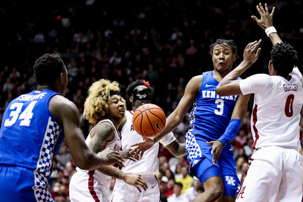 TyTy Washington Jr. Oscar Tshiebwe.

Kentucky beat Alabama 66-55.

Photos by Chet White | UK Athletics