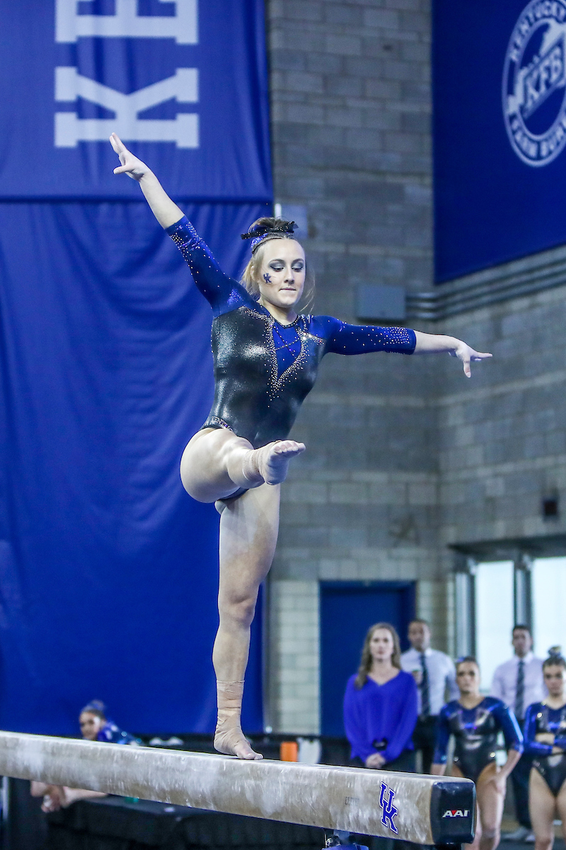 Raena Worley.

Kentucky defeats Mizzou 197.450-196.875.

Photo by Sarah Caputi | UK Athletics