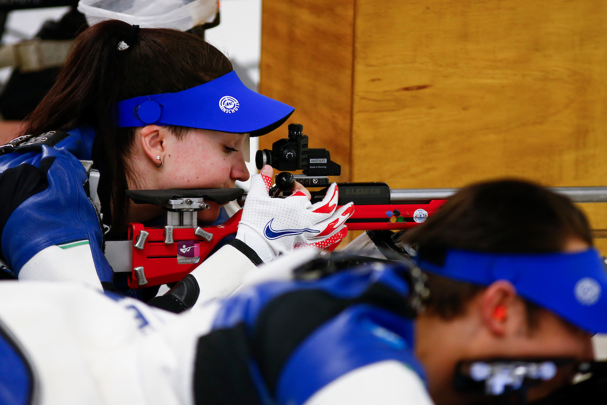 Mary Tucker. 

Kentucky NCAA Rifle Qualifier. 

Photo By Barry Westerman | UK Athletics