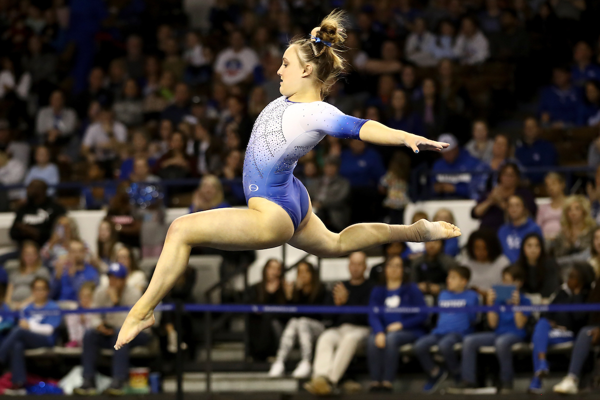 Raena Worley. 

Kentucky falls to Georgia 197.050 to 196.825.


Photo by Isaac Janssen | UK Athletics