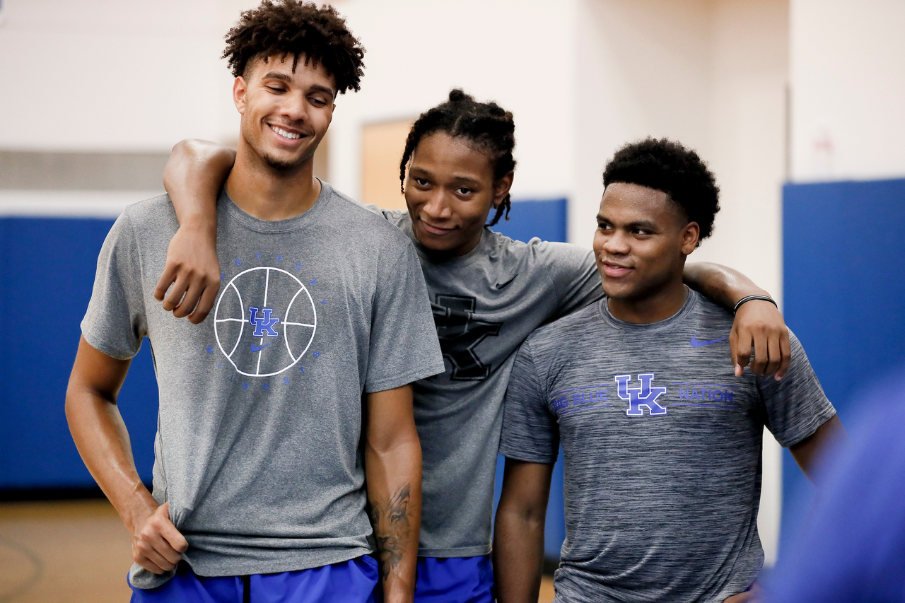 Dontaie Allen. TyTy Washington. Sahvir Wheeler.

Summer practice.

Photo by Chet White | UK Athletics