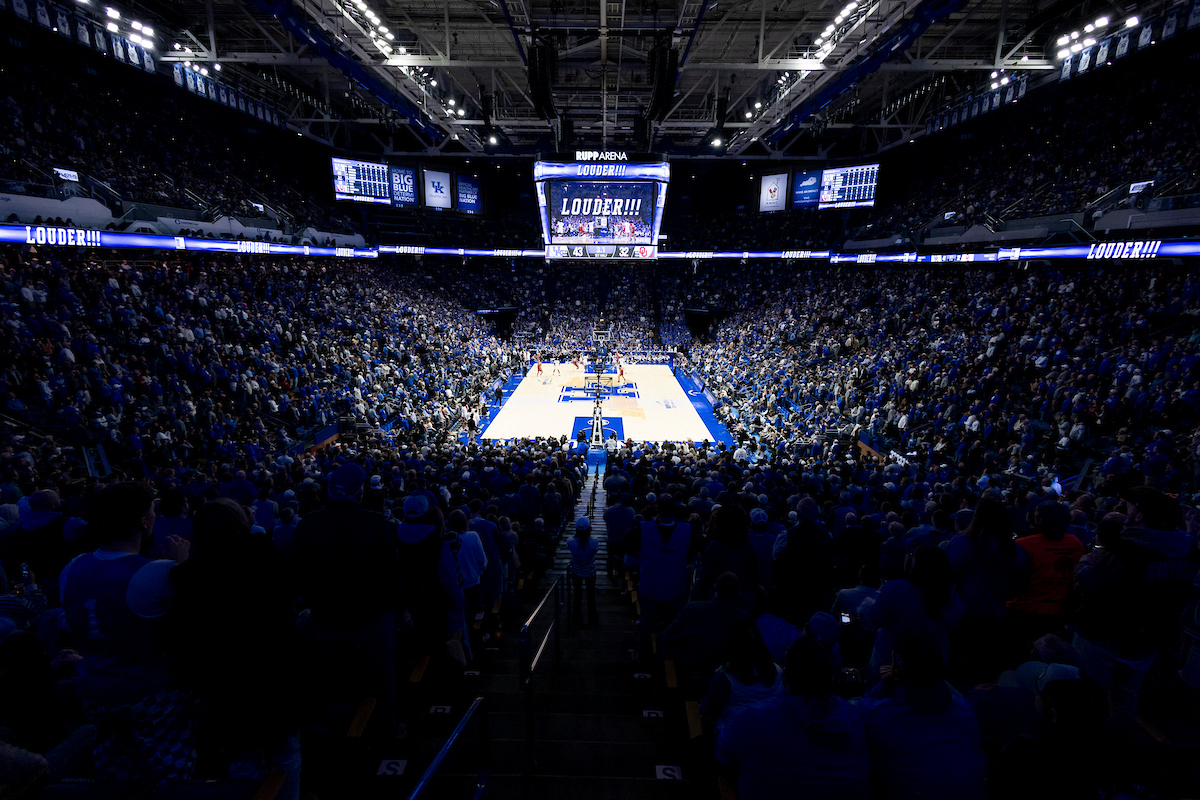 A picture of the Rupp Arena floor