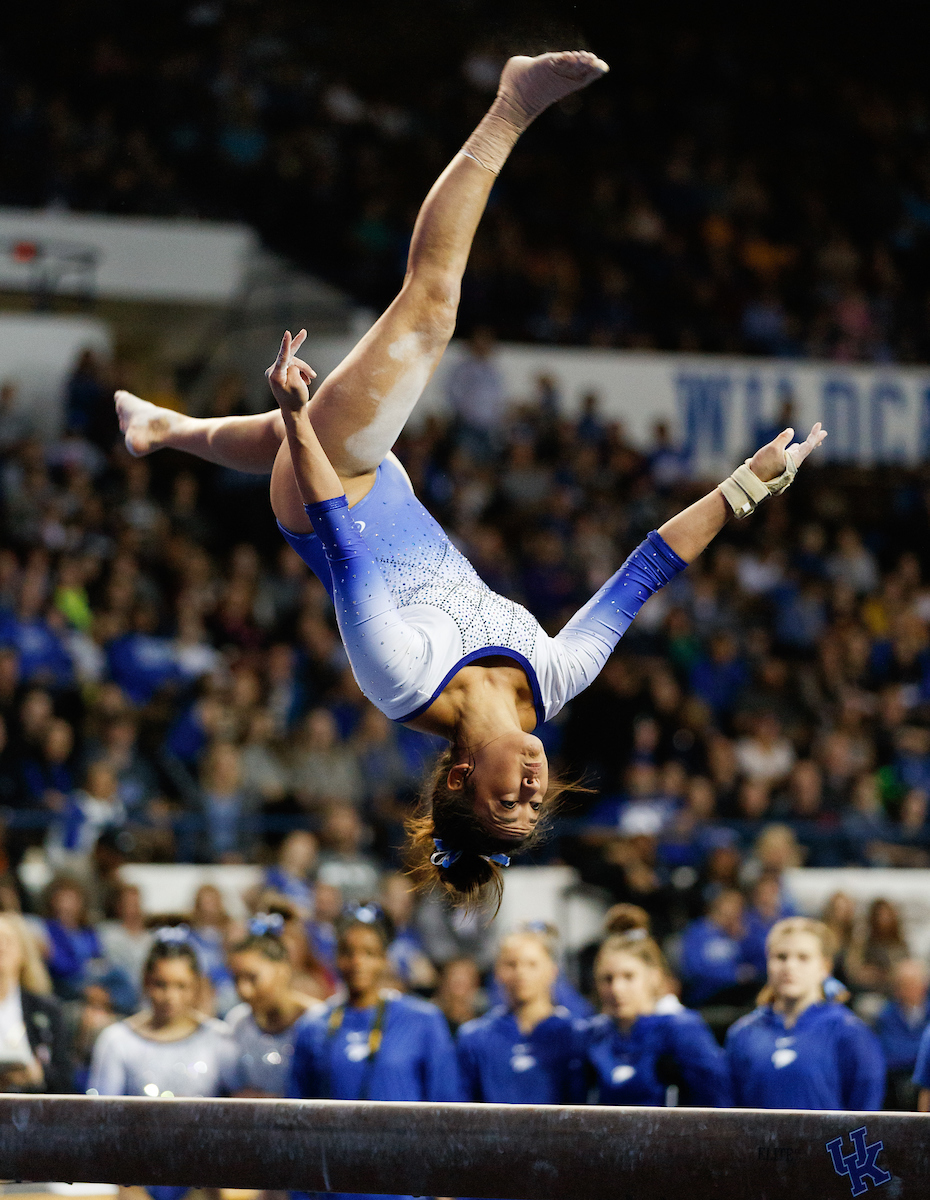 KATIE STUART.


The University of Kentucky gymnastics team beats LSU, 197.150 - 196.025.

Photo by Elliott Hess | UK Athletics