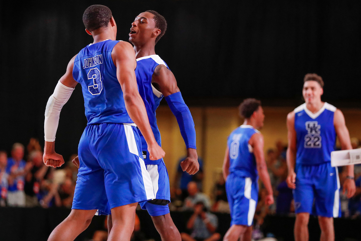 Keldon Johnson. Ashton Hagans.

The University of Kentucky men's basketball team beat Serbia's Mega Bemax 100-64 at the Atlantis Imperial Arena in Paradise Island, Bahamas, on Saturday, August11, 2018.

Photo by Chet White | UK Athletics