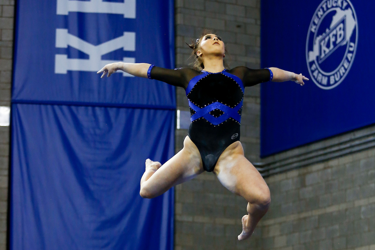 Alaina Kwan.

Gymnastics blue-white meet.

Photo by Hannah Phillips | UK Athletics