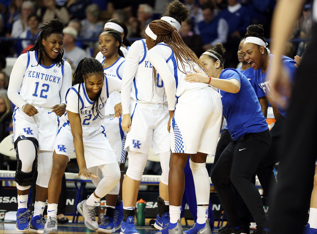 Celebration 

The UK Women's Basketball team beat LSU on Senior Day on Sunday, February 24, 2019.

Photo by Britney Howard | UK Athletics