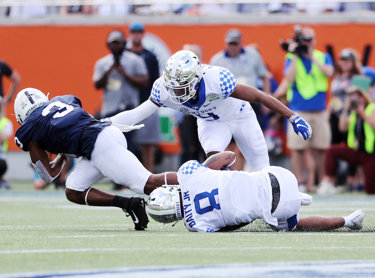 Derrick Baity, Davonte Robinson
The UK Football team beat Penn State 27-24 in the Citrus Bowl. 

Photo by Britney Howard  | UK Athletics