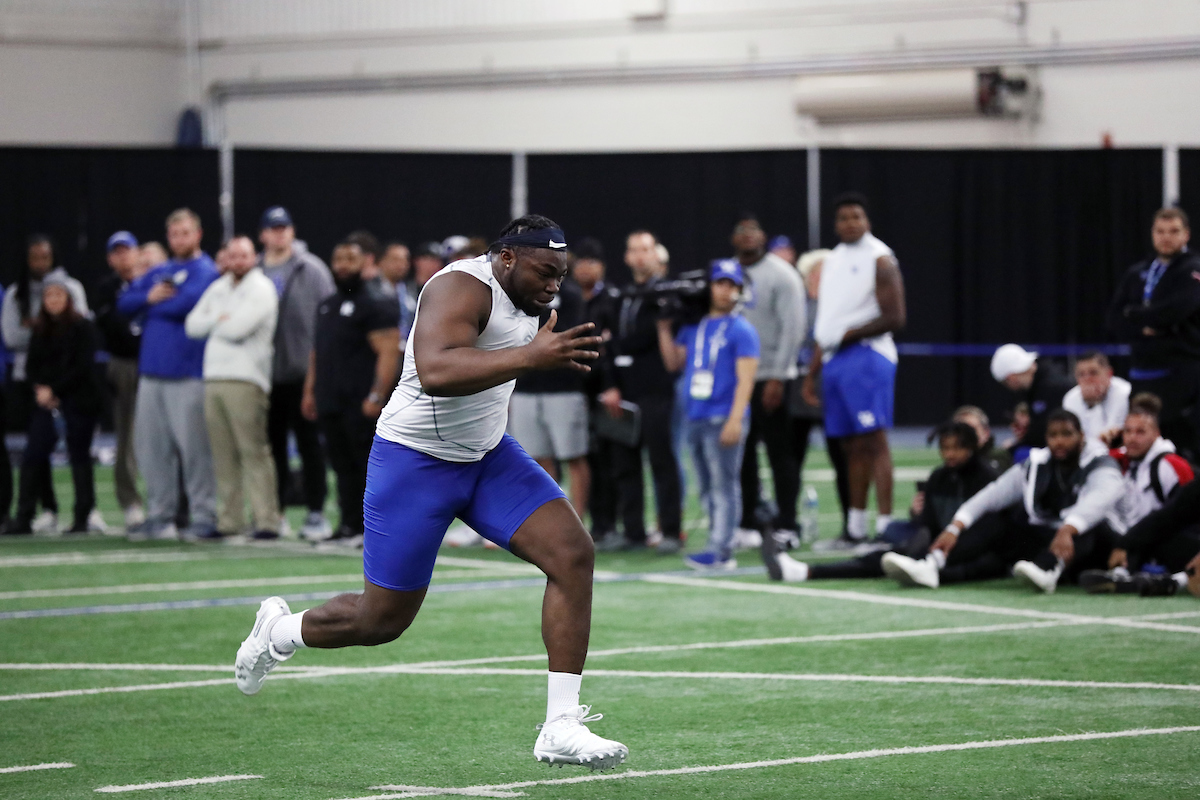 George Asafo-Adjei.

Pro Day for UK Football.

Photo by Quinn Foster | UK Athletics