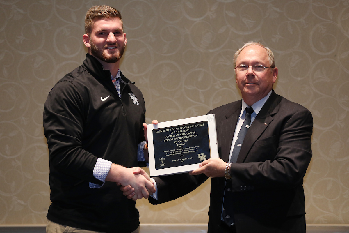 CJ Conrad.

Frank G. Ham Society of Character induction.

Photo by Quinn Foster | UK Athletics