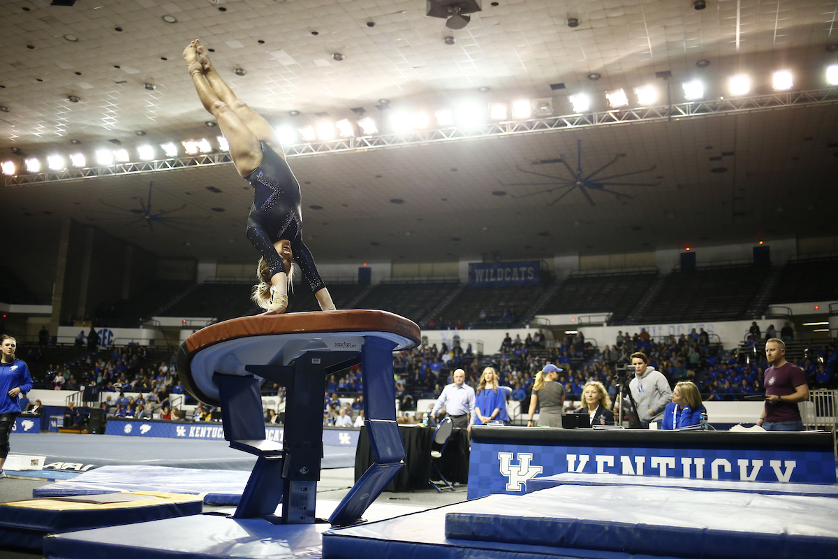 The University of Kentucky gymnastics in action against Georgia on Friday, February 9th, 2018 at Memorial Coliseum in Lexington, Ky.

Photo by Quinn Foster I UK Athletics