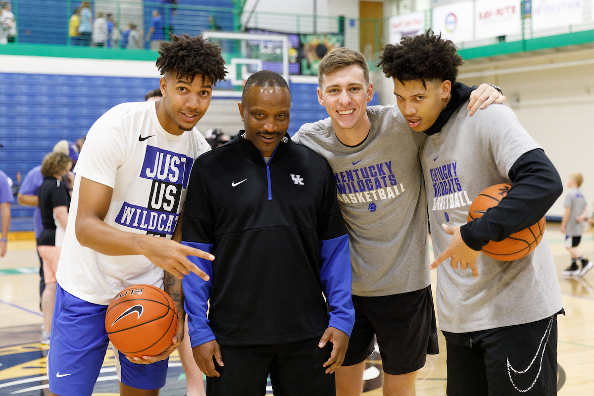 Dontaie Allen. Bruiser Flint. Brennan Canada. Zan Payne.

Men’s basketball camp at North Laurel High School in London, Kentucky.

Photo by Elliott Hess | UK Athletics