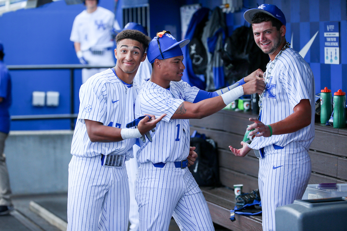 Ryan Ritter, Daniel Harris IV, and Jacob Plastiak.

Kentucky defeats Dayton 14 - 3.

Photo by Sarah Caputi | UK Athletics