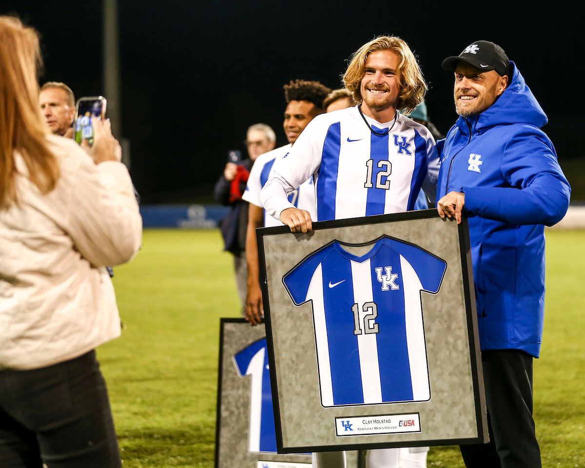Johan Cedergren, Clay Holstad.

Kentucky MSOC Recognizes 14 Seniors.

Photo by Grace Bradley | UK Athletics