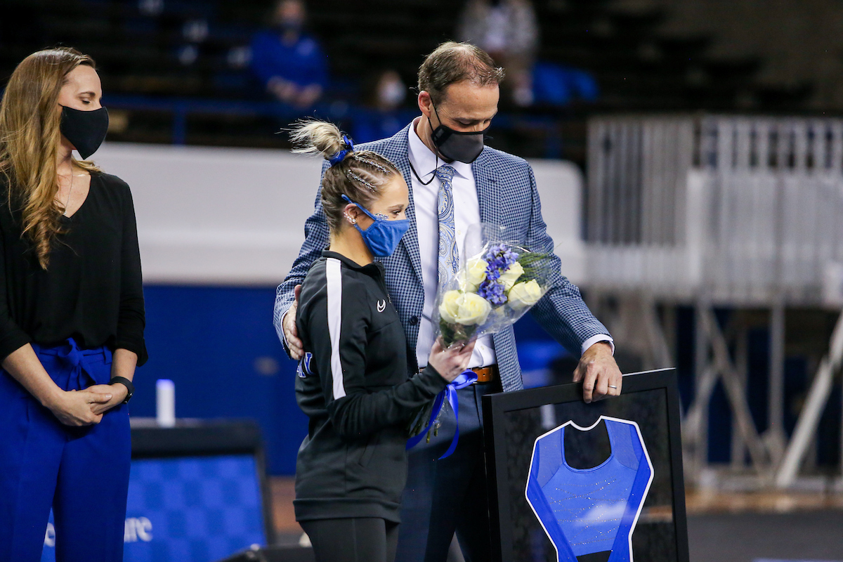 Megan Monfredi.

Gymnastics Senior Night.

Photo by Hannah Phillips | UK Athletics