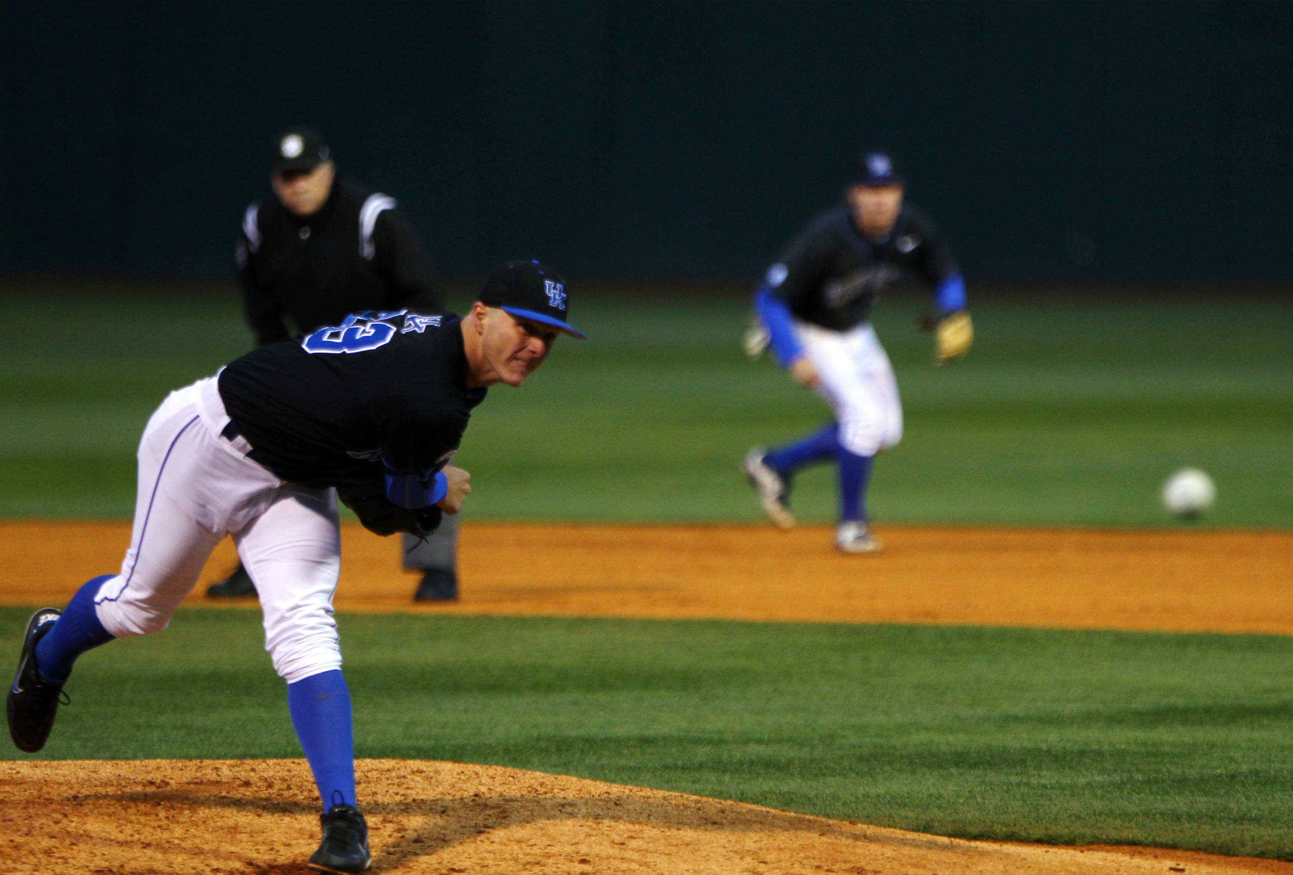 Zack Brown Pitches No. 13 Baseball to 3-2 Opening Win