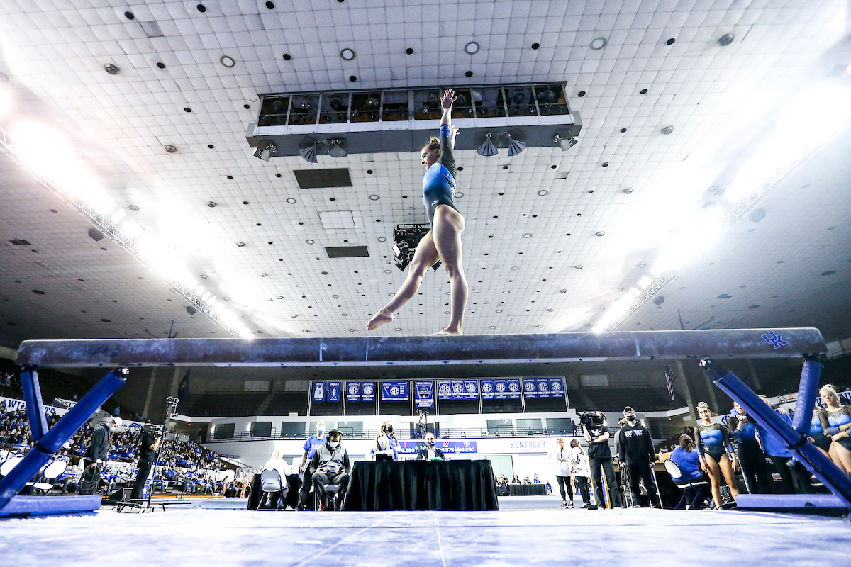 Josie Angeny.

Kentucky wins Quad Meet with a score of 197.450.

Photo by Grace Bradley | UK Athletics