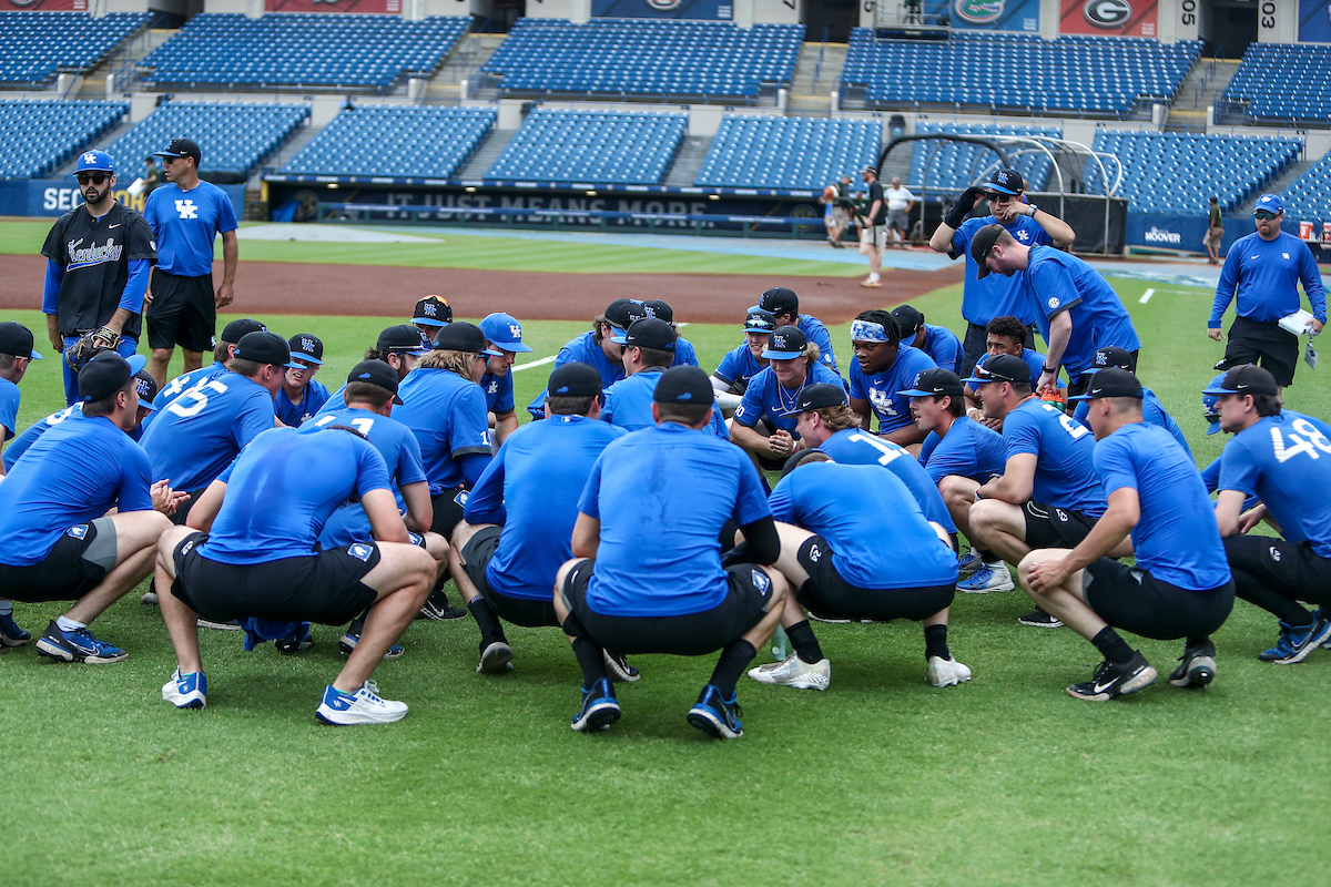 Team.

Kentucky Baseball Practice at the 2022 SEC Tournament.

Photo by Sarah Caputi | UK Athletics