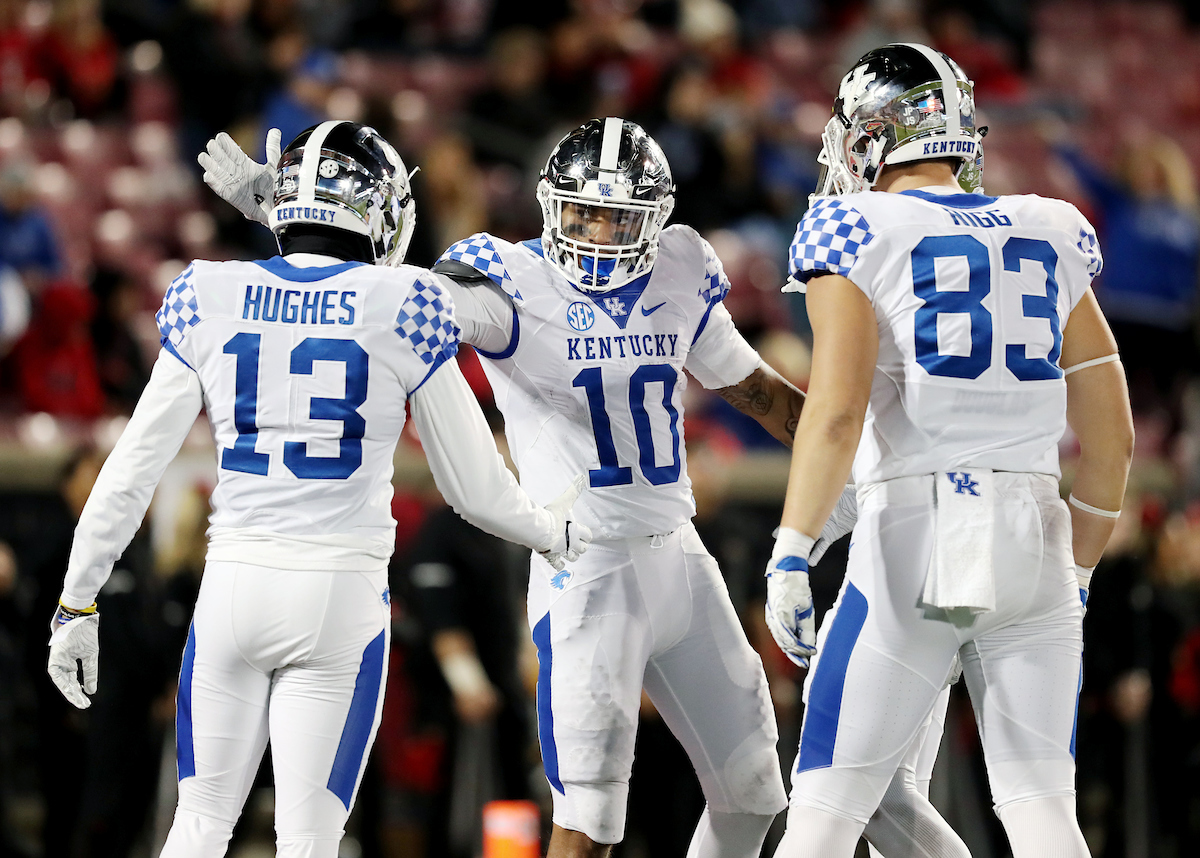 ZaYaire Hughes, AJ Rose, Justin Rigg

UK football beats Louisville 56-10 at Cardinal Stadium. 

Photo by Britney Howard  | UK Athletics