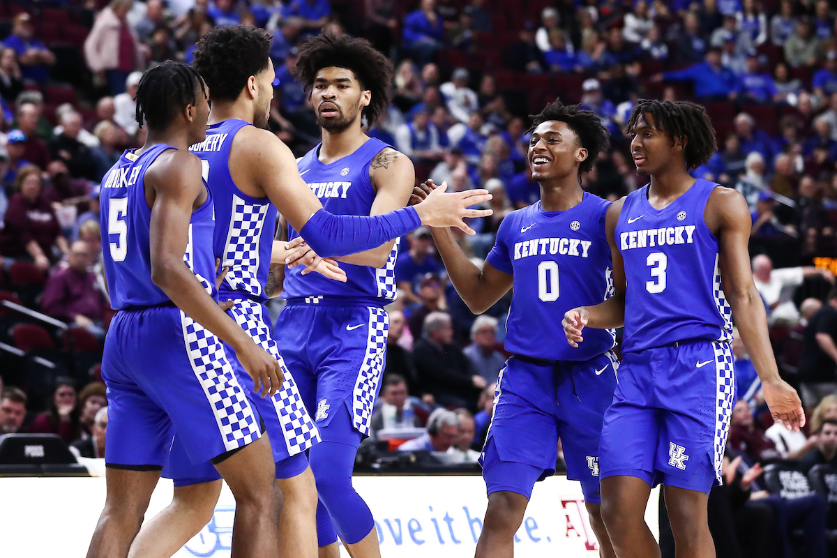 Immanuel Quickley. EJ Montgomery. Nick Richards. Ashton Hagans. Tyrese Maxey.

Kentucky beat Texas A&M 69-60.

Photo by Elliott Hess | UK Athletics