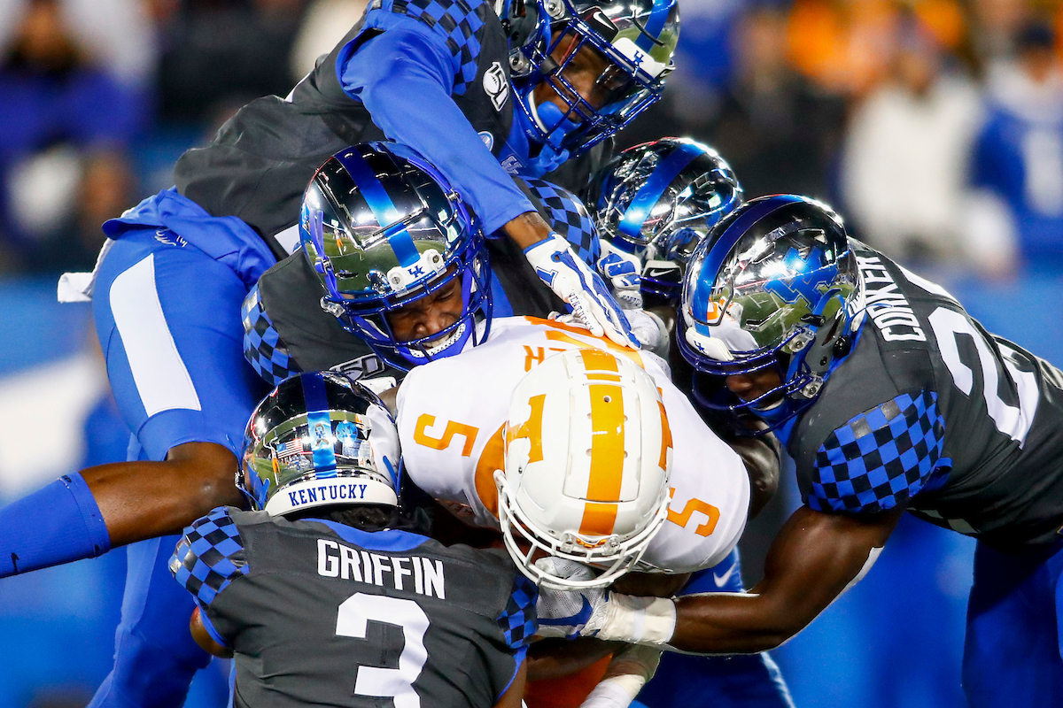 Defense. Jordan Griffin.Yusuf Corker.

Kentucky falls to Tennessee 17-13.

Photo by Chet White | UK Athletics