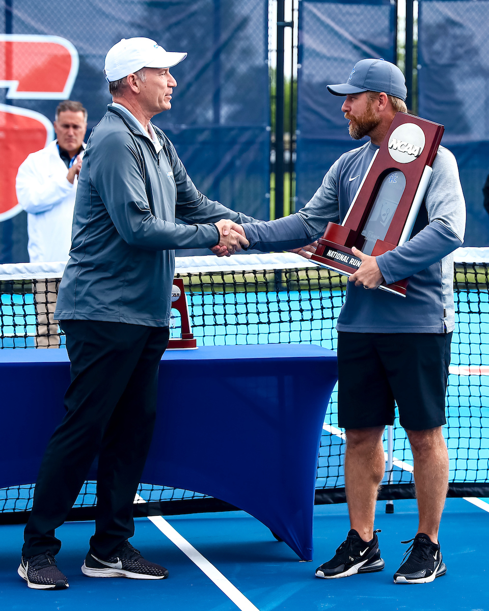 Cedric Kauffman. Trophy.Kentucky falls to Virginia 4-0 at the National Championship.Photo by Eddie Justice | UK Athletics