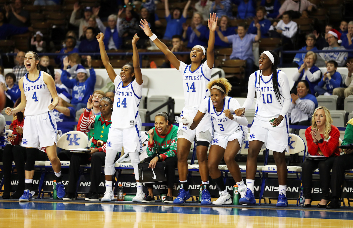 LaShae Halsel, Celebration
The women's basketball team beat Murray State 88-49 on Friday, December 21, 2018. 

Photo by Britney Howard  | UK Athletics