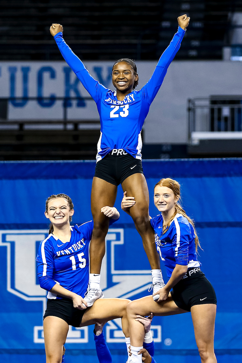 Mahogany Mobley. Izzy Holloway. Baylee Klees.

Kentucky Stunt sweeps Ashland in a doubleheader.

Photo by Eddie Justice | UK Athletics